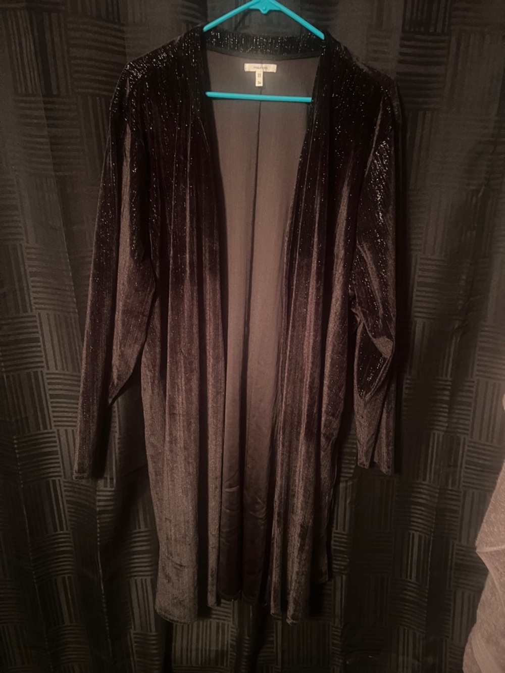 Maurices Black Sparkle Velvet Open Duster